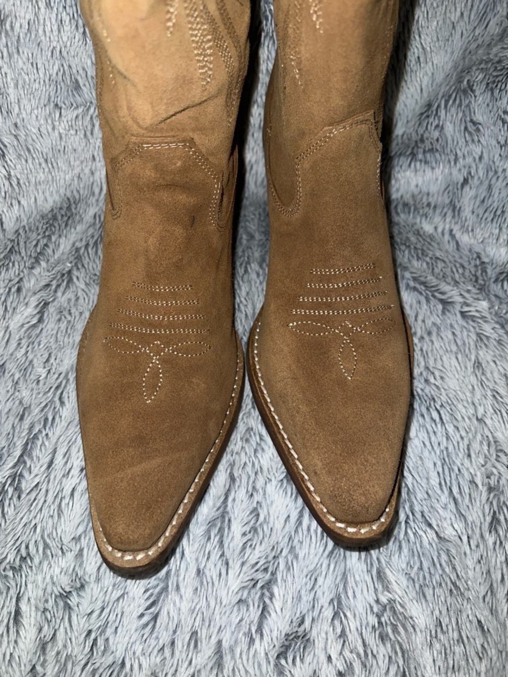 👣DINGO 1969 Thunder Road Camel Tan Suede Cowboy Cowgirl Western Tall Boots 6.5 - Picture 5 of 13